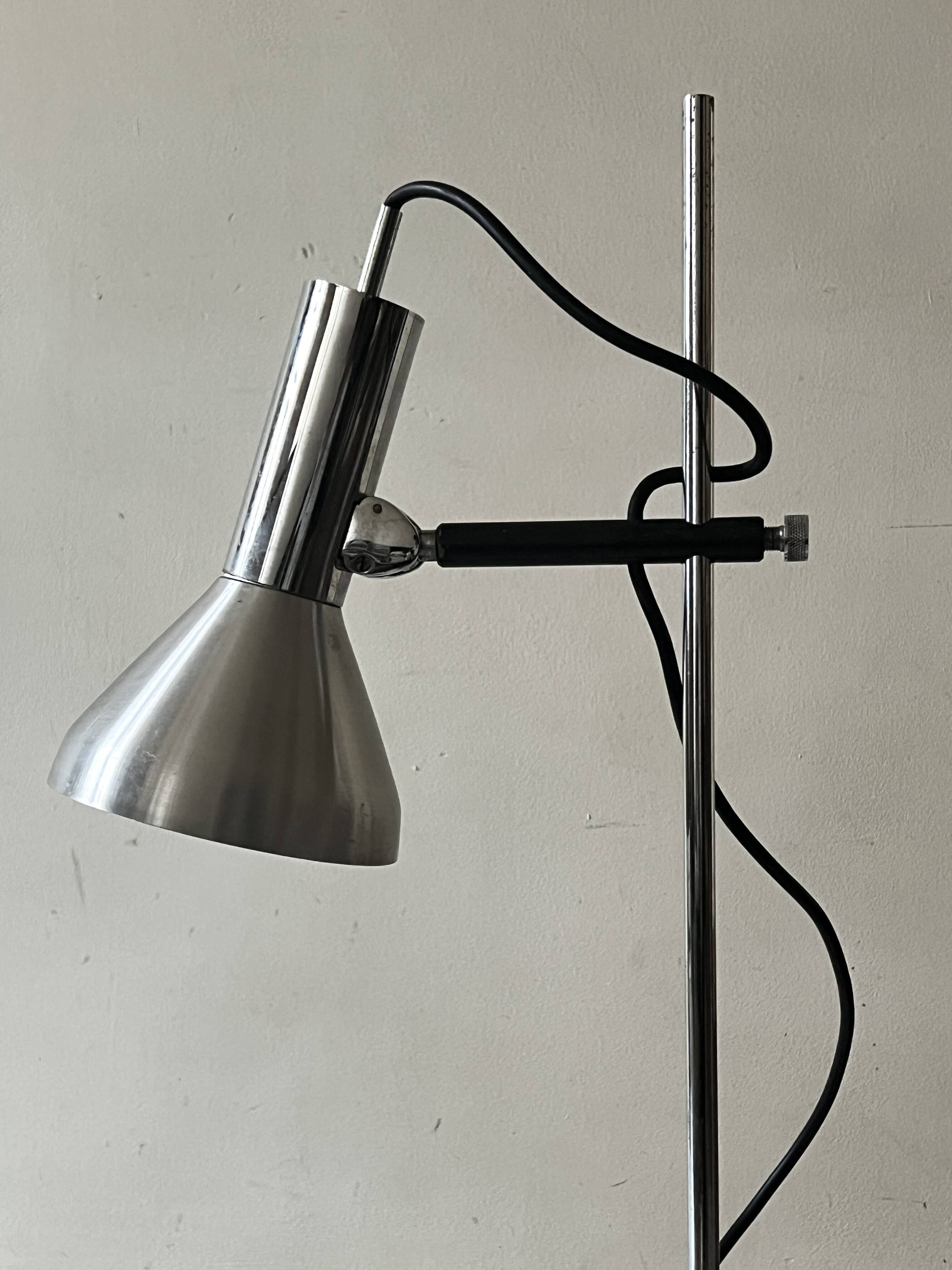 Articulated desk lamp in chrome metal, Lita France 1970