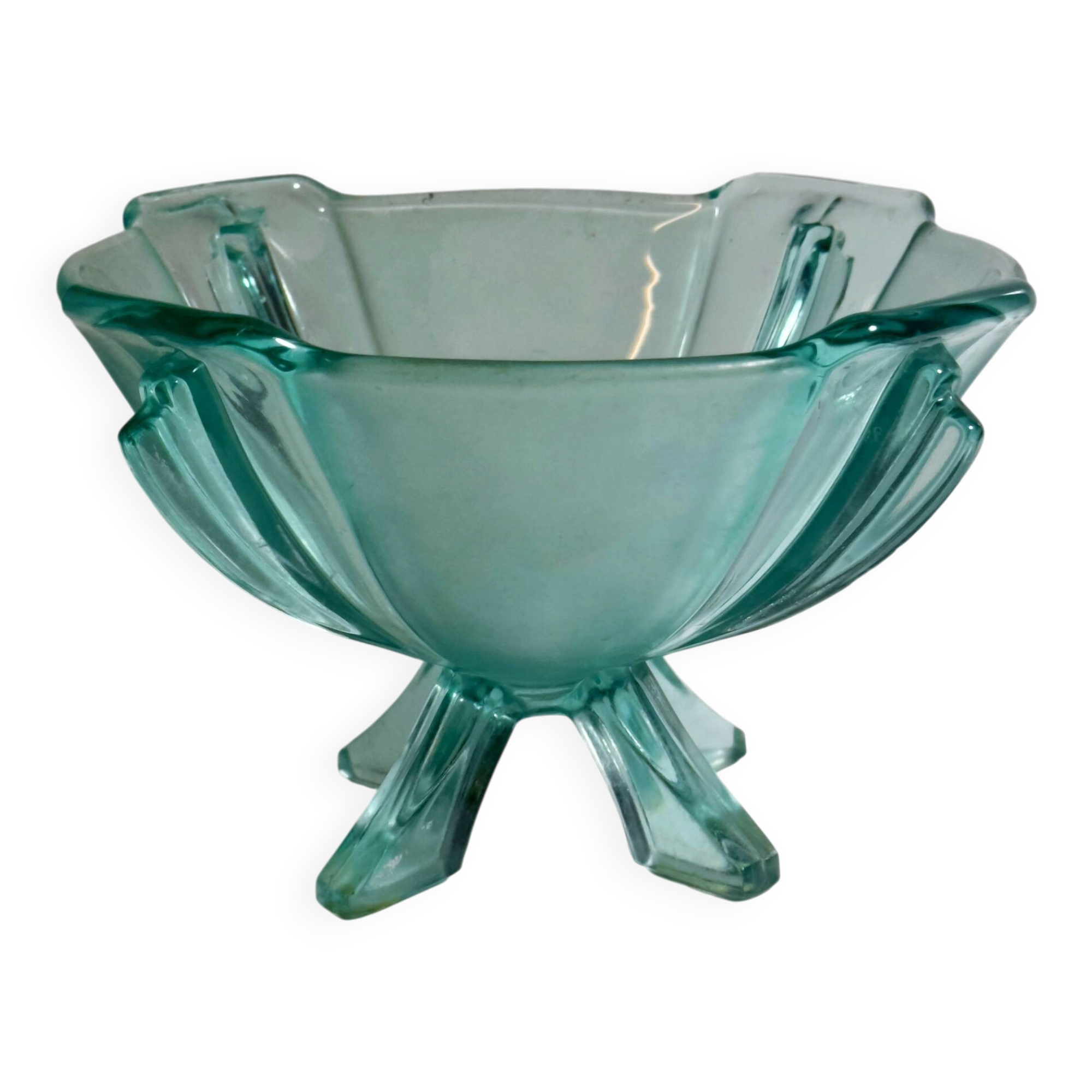 Art Deco Footed Glass Bowl by Stölzle Austria - 1930s