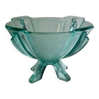 Art Deco Footed Glass Bowl by Stölzle Austria - 1930s