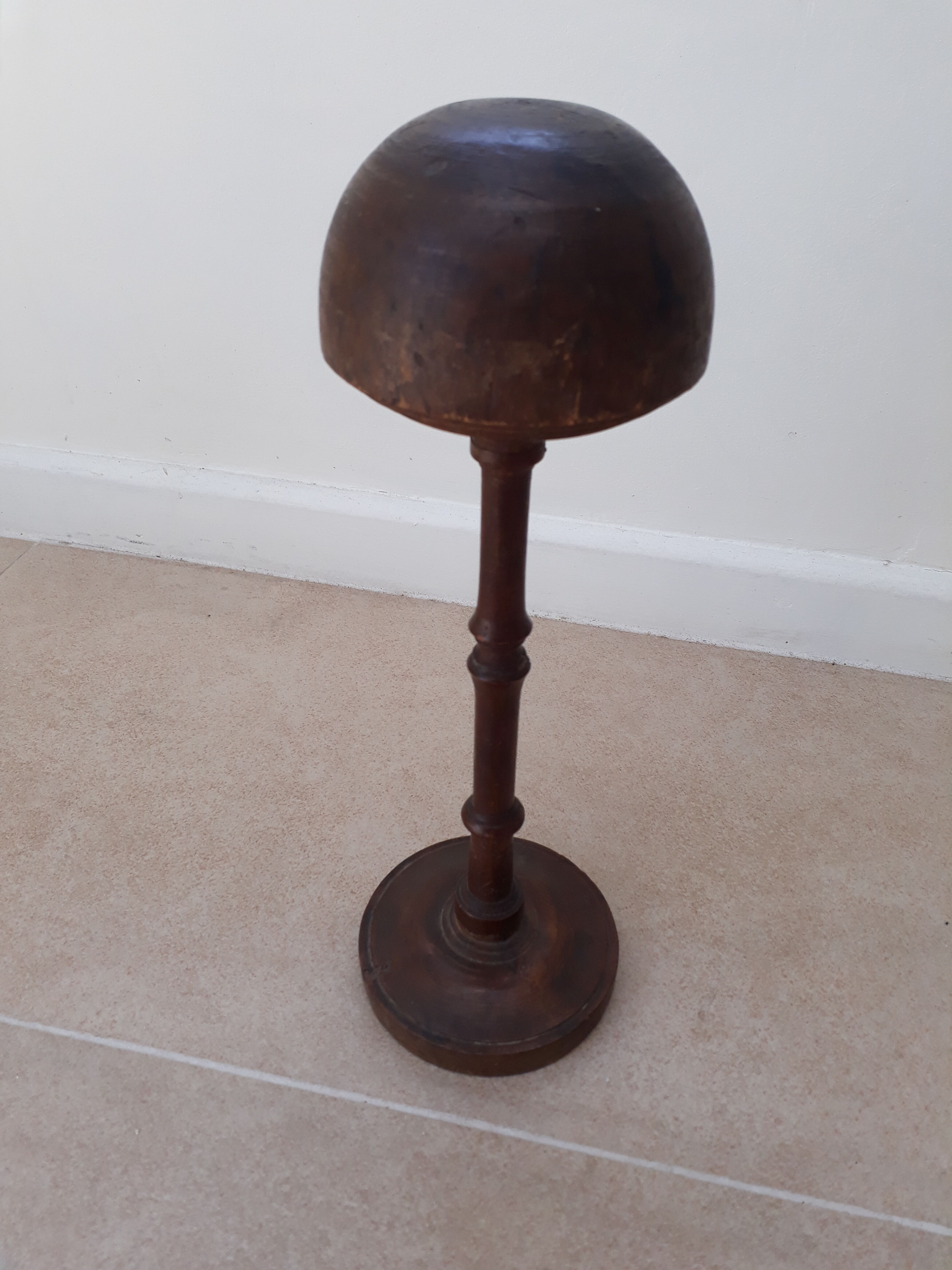 Wooden hat holder turned