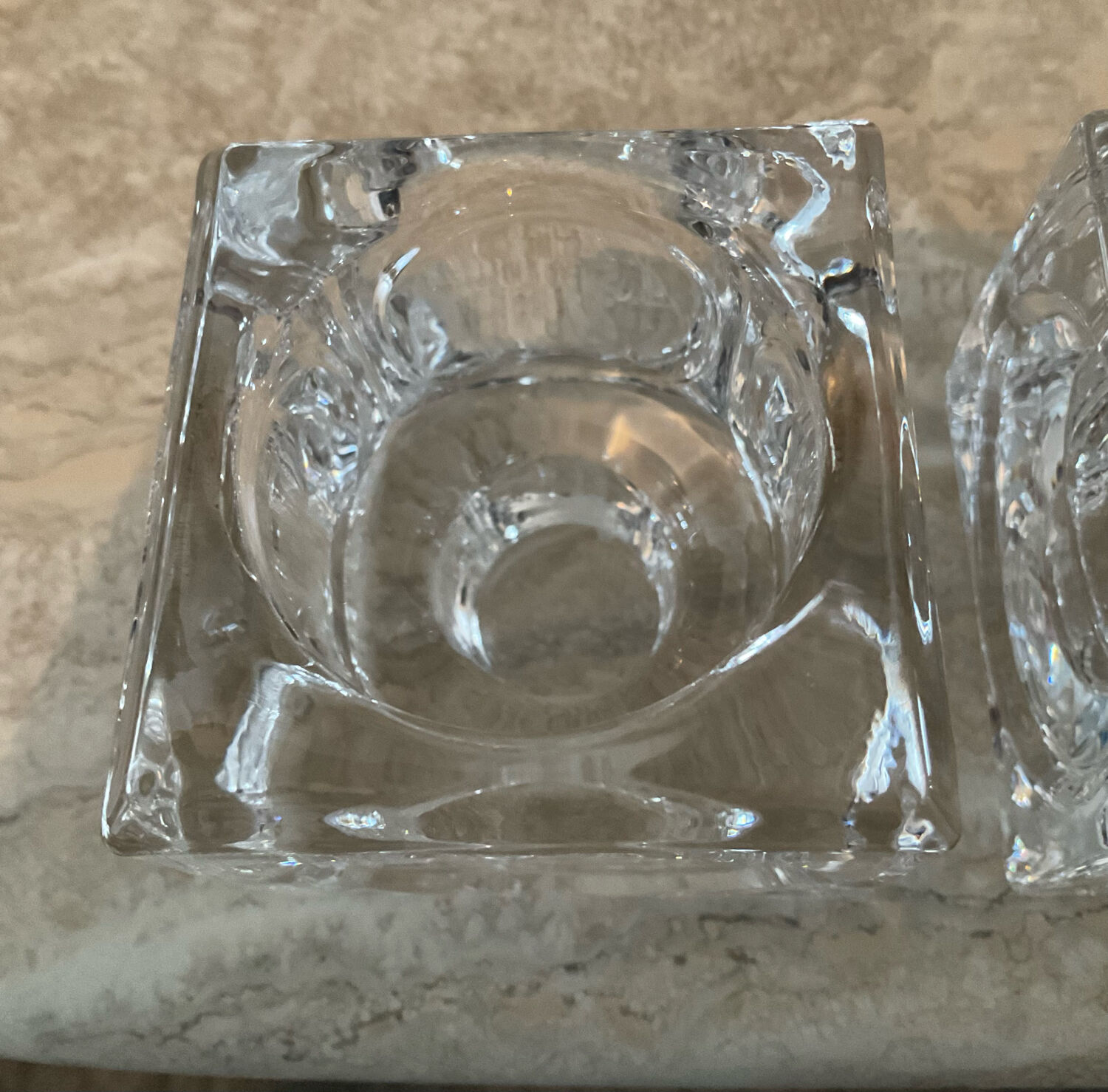 Pair of Peill & Putzler crystal candle holders from the 70s
