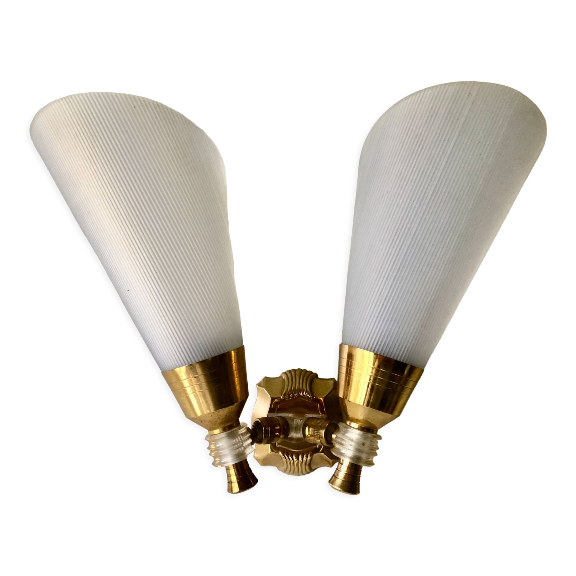 Double flambeau wall light plexiglass 1950