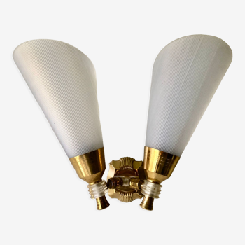 Double torch wall lamp plexiglass 1950