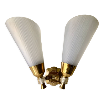 Double torch wall lamp plexiglass 1950