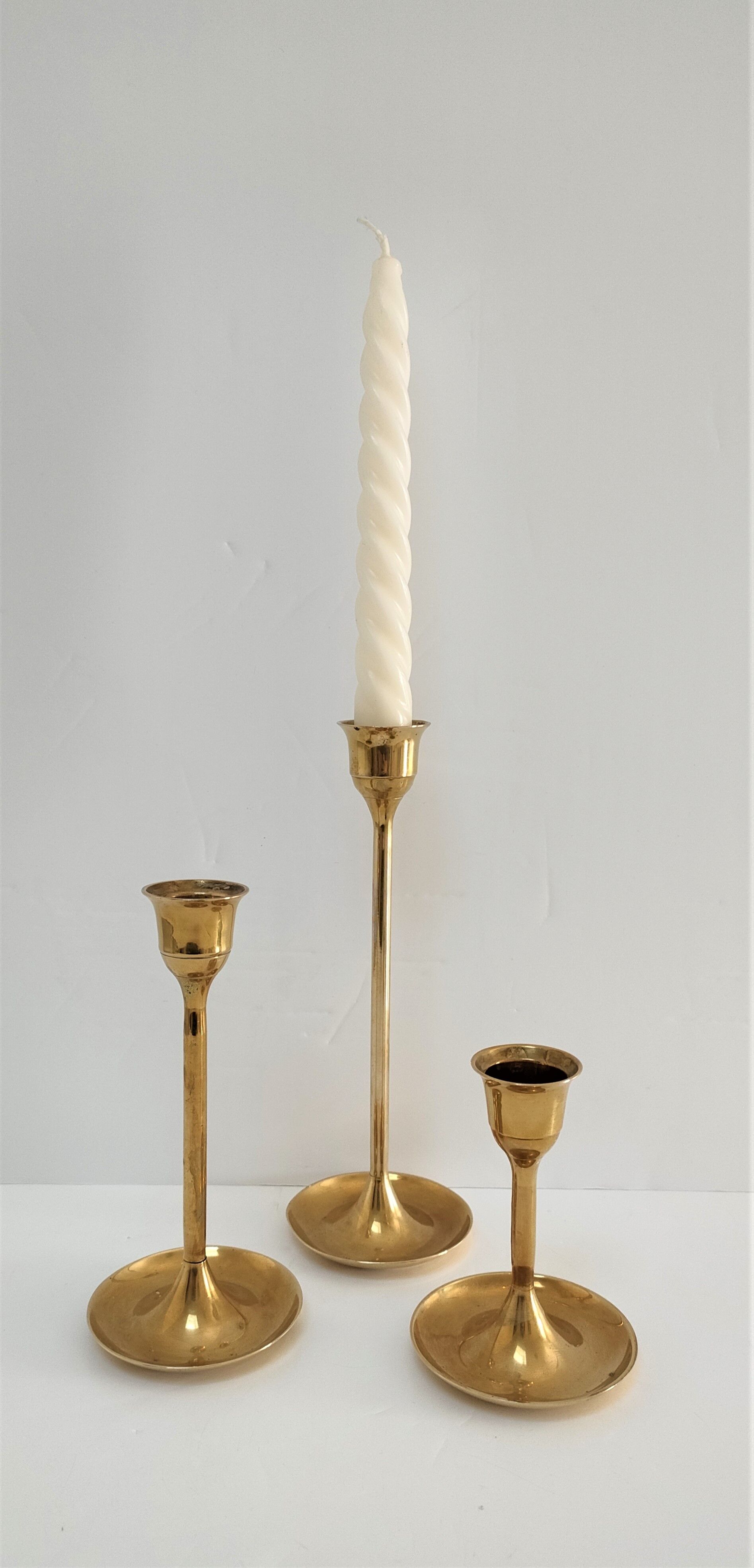 Trio de bougeoirs laiton design scandinave vintage