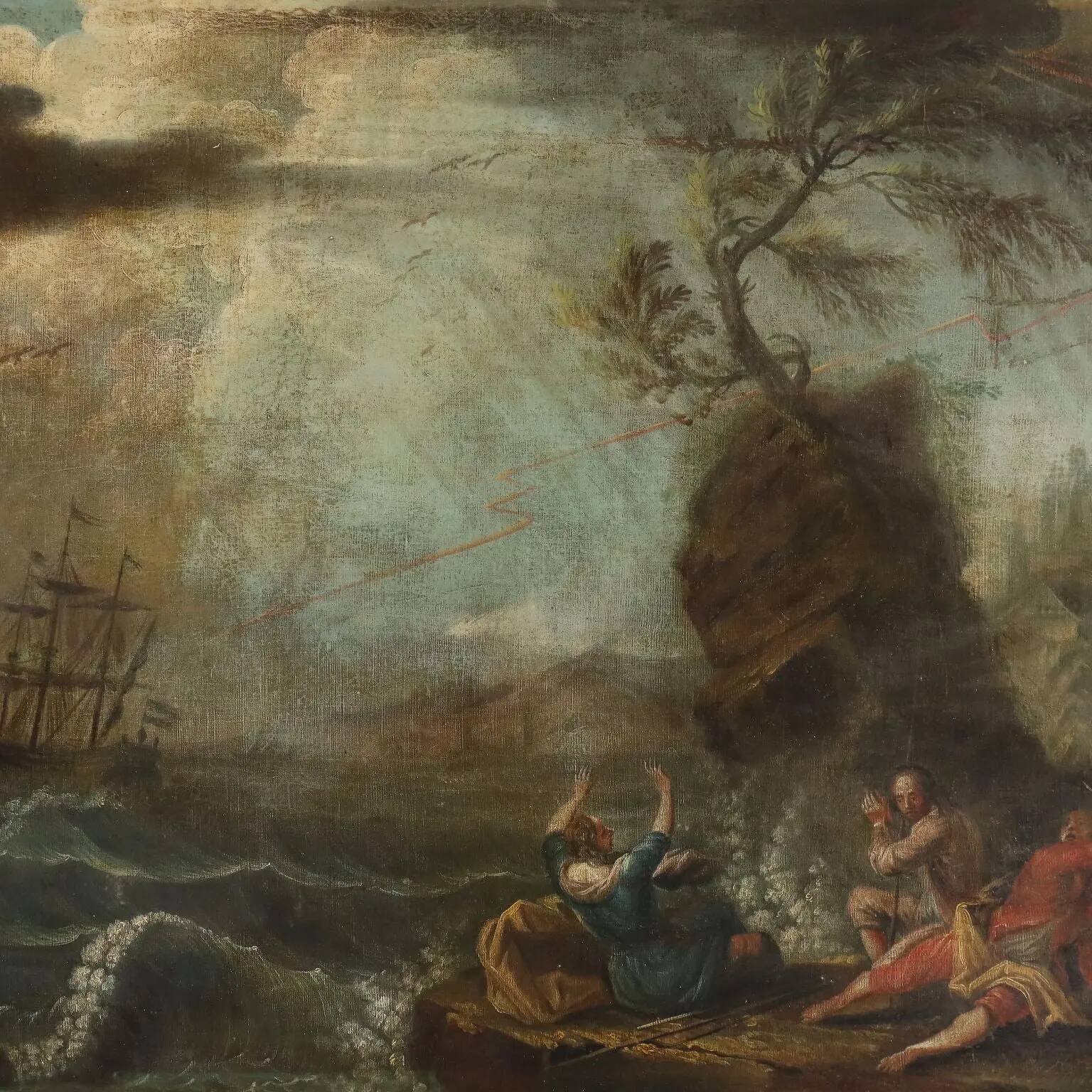 Old oil painting on canvas, French school, 18th century