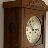 Antique art deco original f.m.s. Mauthe oak wall clock, Germany 1930s