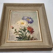 Antique floral painting from France, mid-20th century