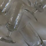 Set of 9 modernist half crystal water wine roller glasses 1960