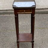 Louis XVI Napoleon III stool from the 19th century, white marble.