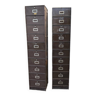 Duo of metal lockers with flaps