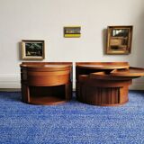 Pair bedside tables vintage teak scandinavian