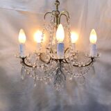 Chandelier with 5 lights in bronze and crystal