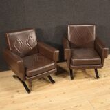 Paire de fauteuils italiens en skai