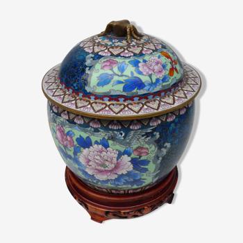 Pot couvert en cloisonné