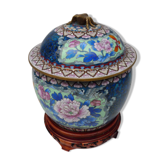Pot couvert en cloisonné