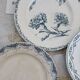 4 old flat plates iron earth blue earthenware mismatched