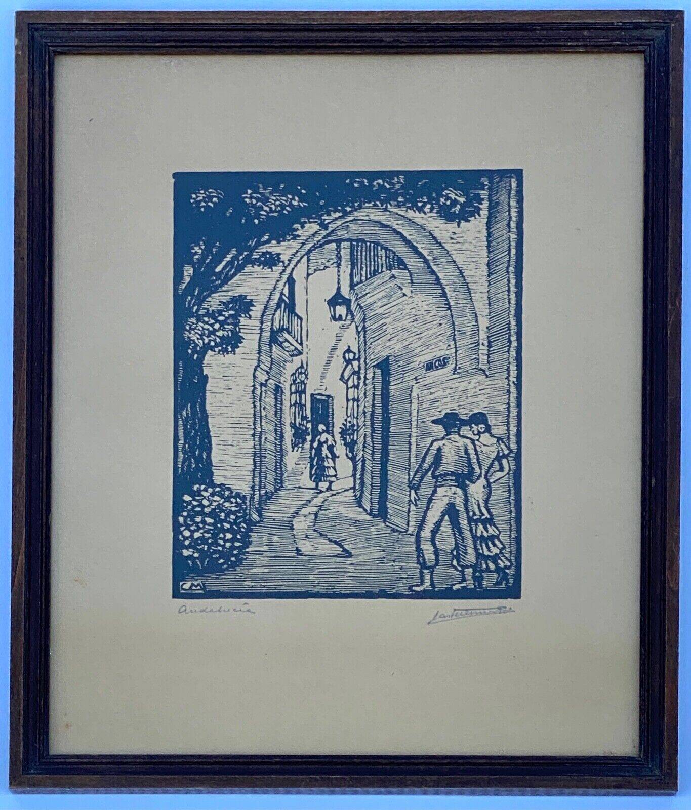 Lithographie Espagne Andalucia signature à identifier début XXe