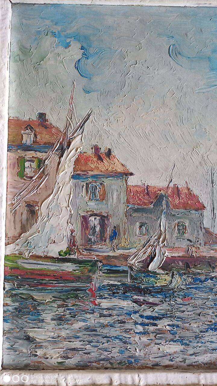 Louis Bessinger (1899-1978) - Oil on panel - view of a port - 48 x 37 cm