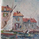 Louis Bessinger (1899-1978) - Oil on panel - view of a port - 48 x 37 cm