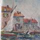 Louis Bessinger (1899-1978) - Huile sur panneau - vue d'un port - 48 x 37 cm