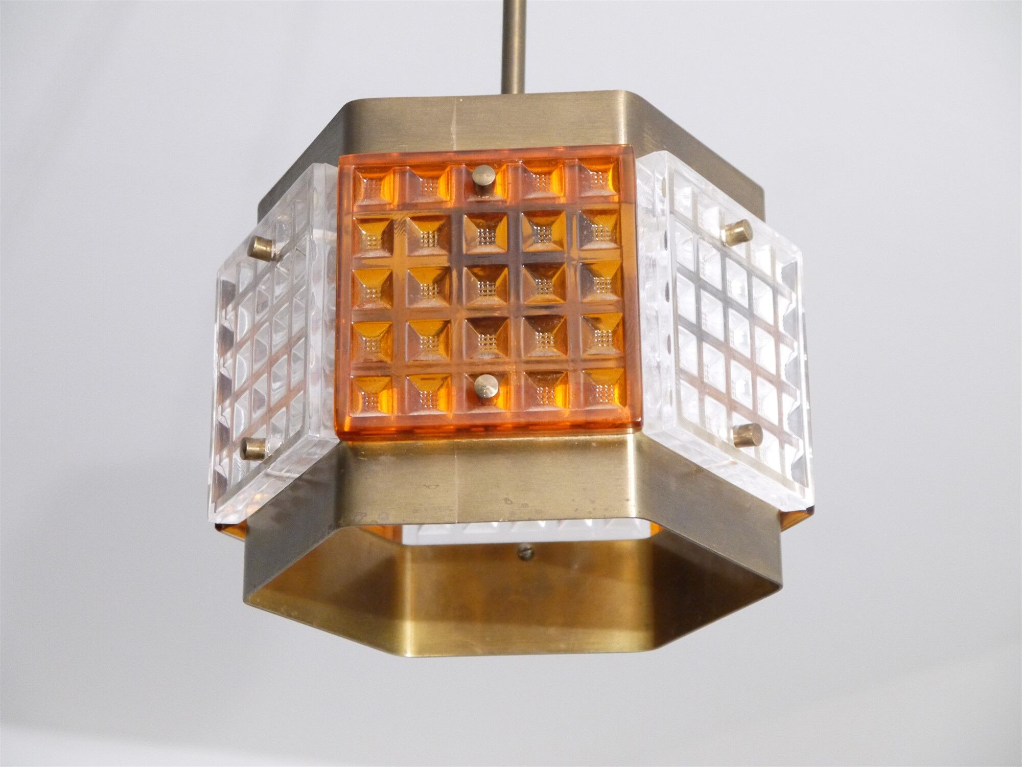 Vintage brass and glass suspension