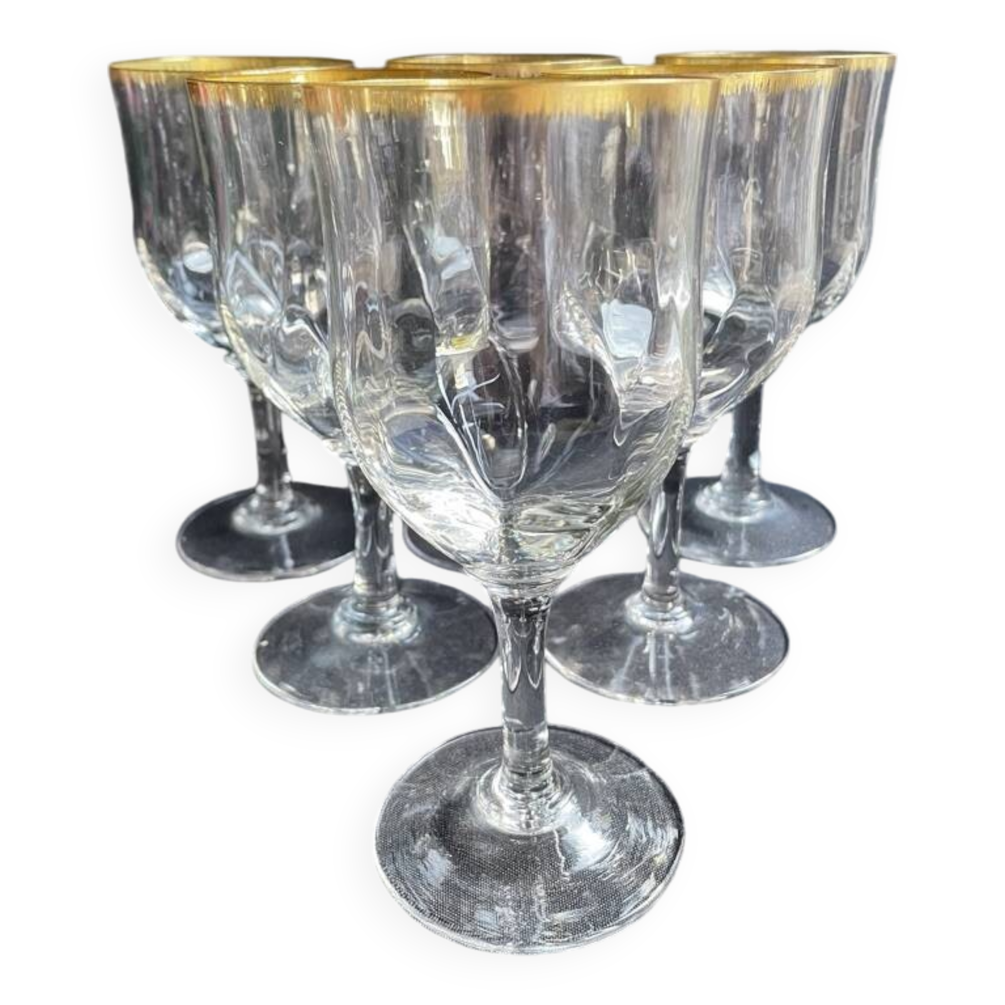 6 Daum water glasses with gold putoises