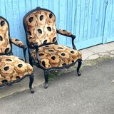 Paire de fauteuils à la reine laqués. Napoléon III, XIXe siècle