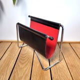Vintage mail rack in metal and leather