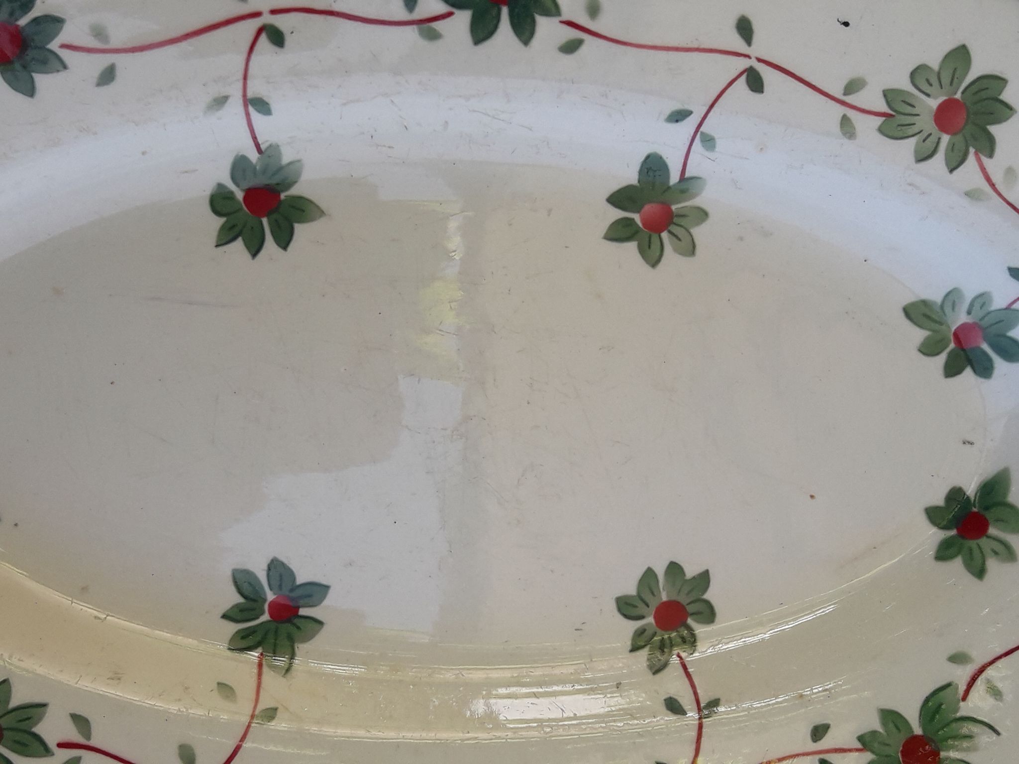 2 oval ravines in opaque porcelain HBCM Creil Montereau model Francine L 21.5 cm