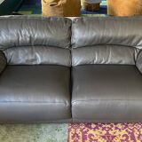 Roche Bobois 220 cm 3-seater leather sofa in very good condition, anthracite grey