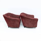 Pair of Gio Ponti Mid-Century Modern Velvet Armchairs for Casa e Giardino