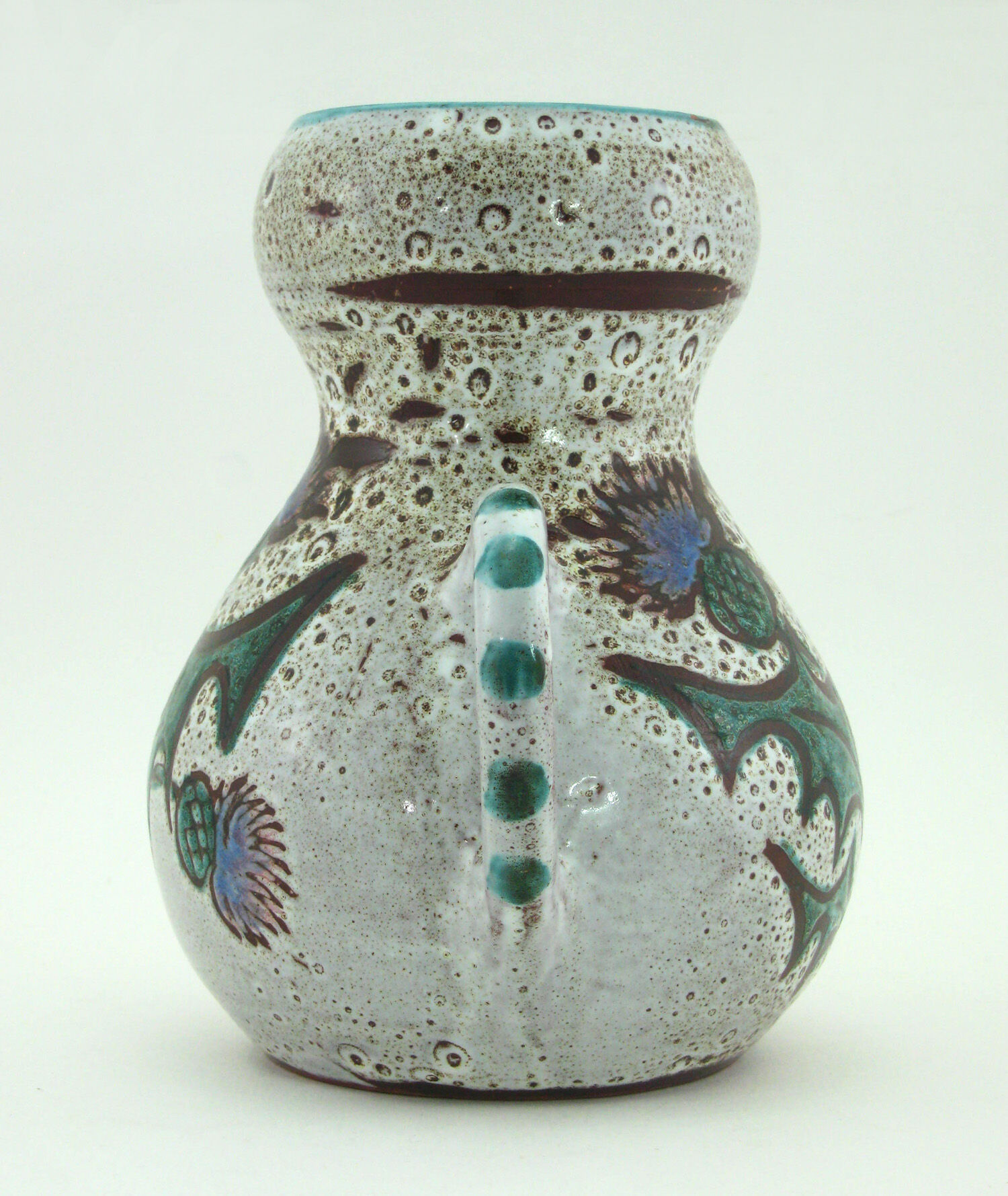 Ceramic vase - decoration flowers chardons - Etienne Daniel Vallauris France - vintage 70s