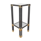 Fifth wheel end of sofa 70s metal black smoked glass