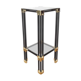 Fifth wheel end of sofa 70s metal black smoked glass