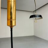 Antique Italian design Stilnovo brass and vintage metal gallows lamp
