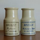 2 stoneware pots, maille mustard
