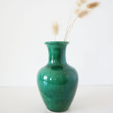 Green iridescent ceramic vase