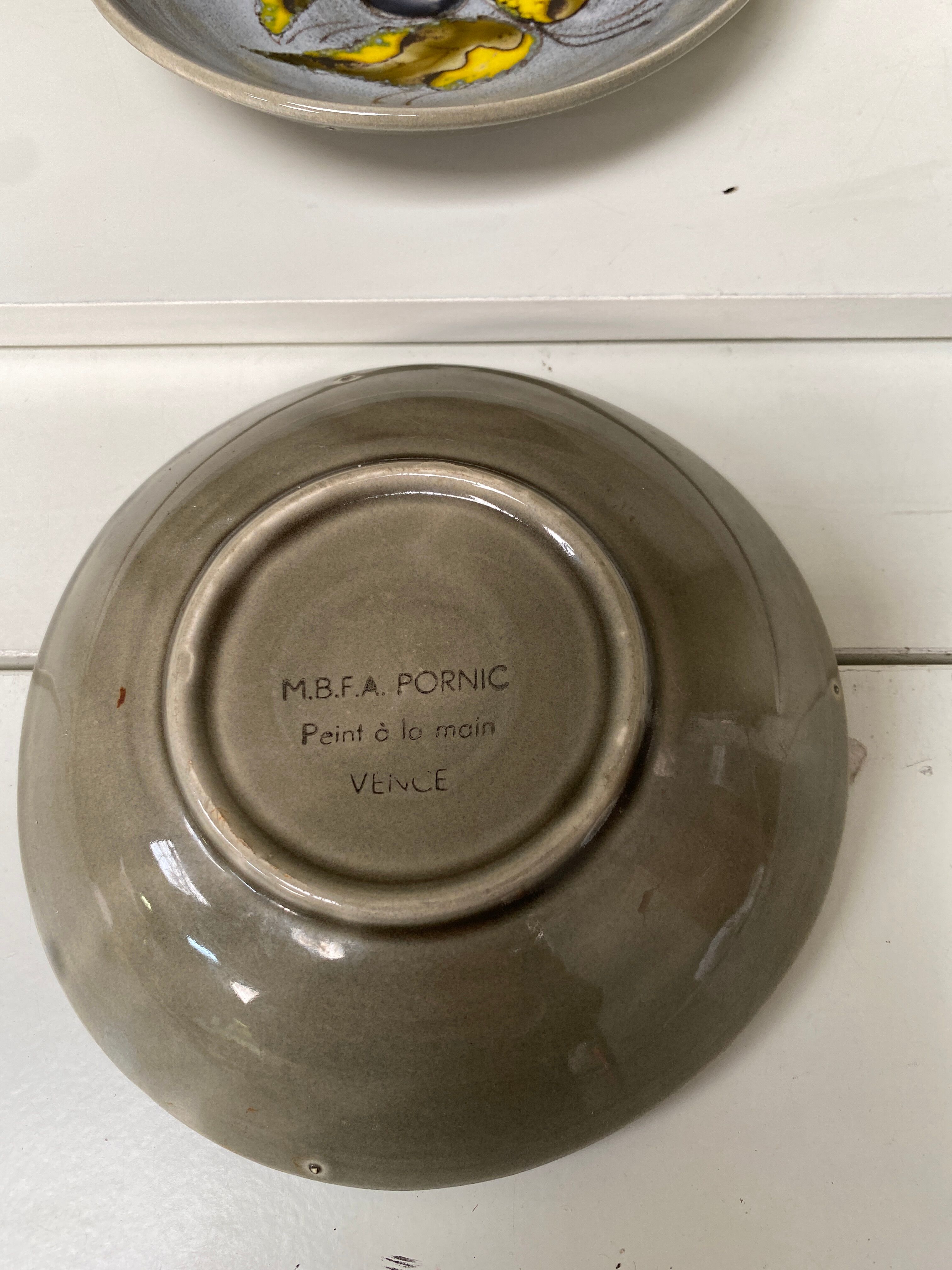 Lot of 2 small aperitif dishes blue grey sandstone Pornic