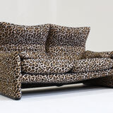 Canapé 2 places Cassina Maralunga par Vico Magistretti en tissu Jacquard Panther