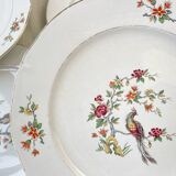 8 flat plates in Céranord porcelain, bird of paradise motif, "Regence" model