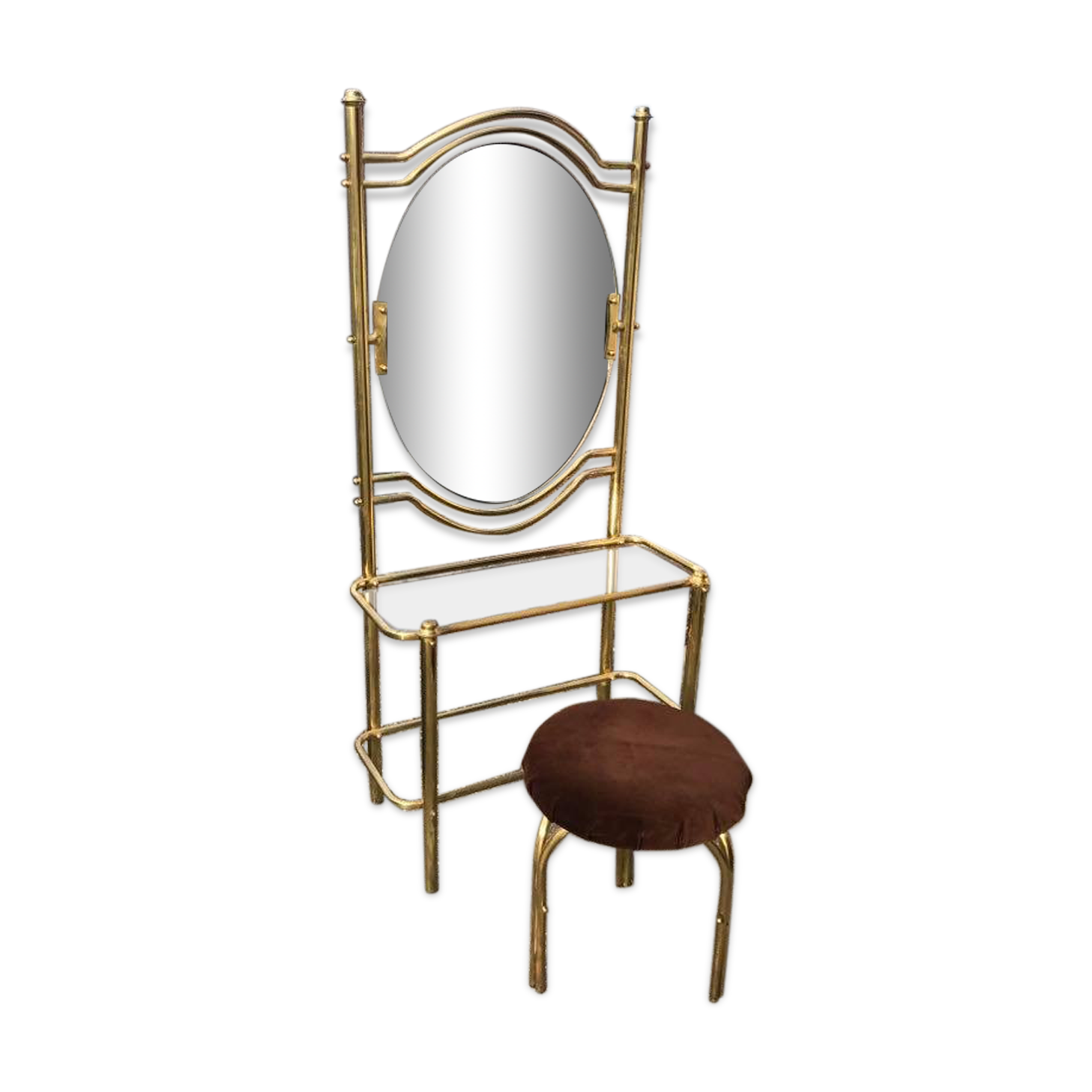 Vintage brass dressing table & stool, 1950s