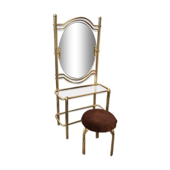 Vintage brass dressing table & stool, 1950s