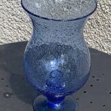 Blue blown glass tealight holder, Biot glassworks, collector's item