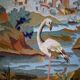 Tapisserie tunisienne tissé à la main 1er choix, paysage avec flamant