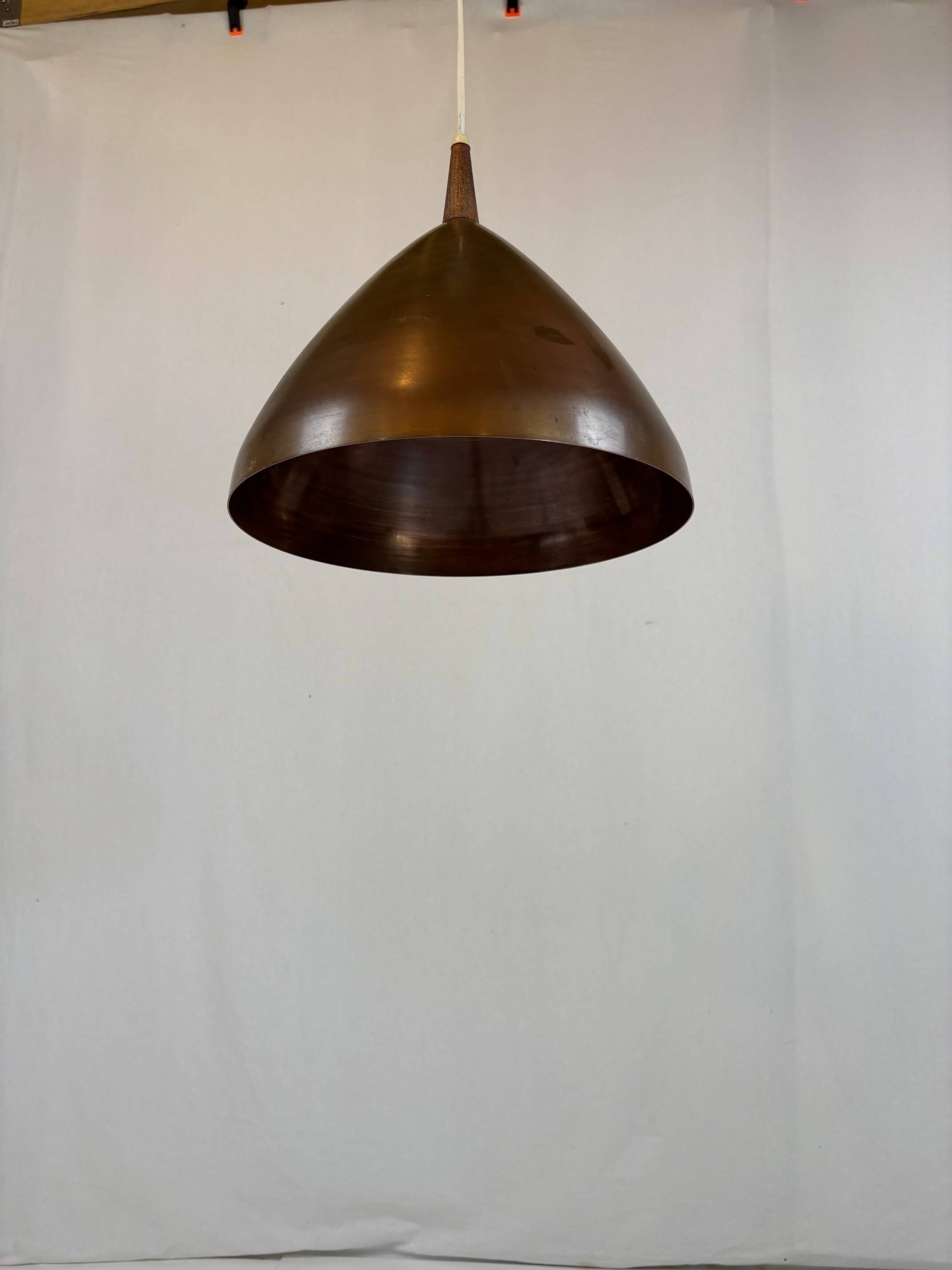copper and teak suspension by Hans Agne Jacobson - Denmark 1960s