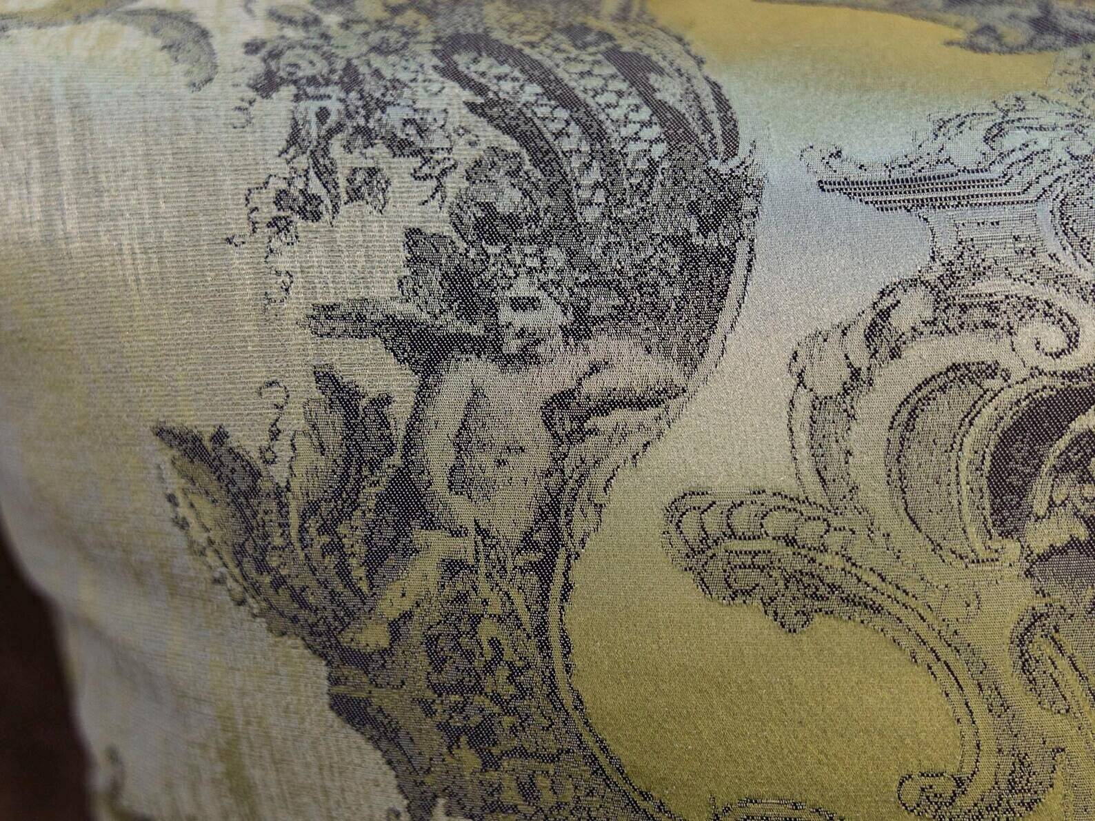 Neoclassical Medusa Medallion Cushion, Black Piped Jacquard Pillow Cover