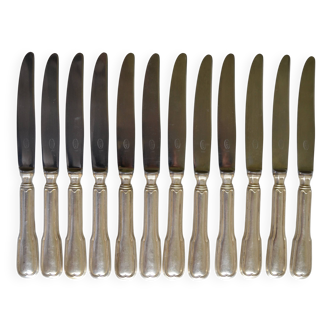 12 couteaux à dessert ou fromage métal argenté SFAM 21,5 cm
