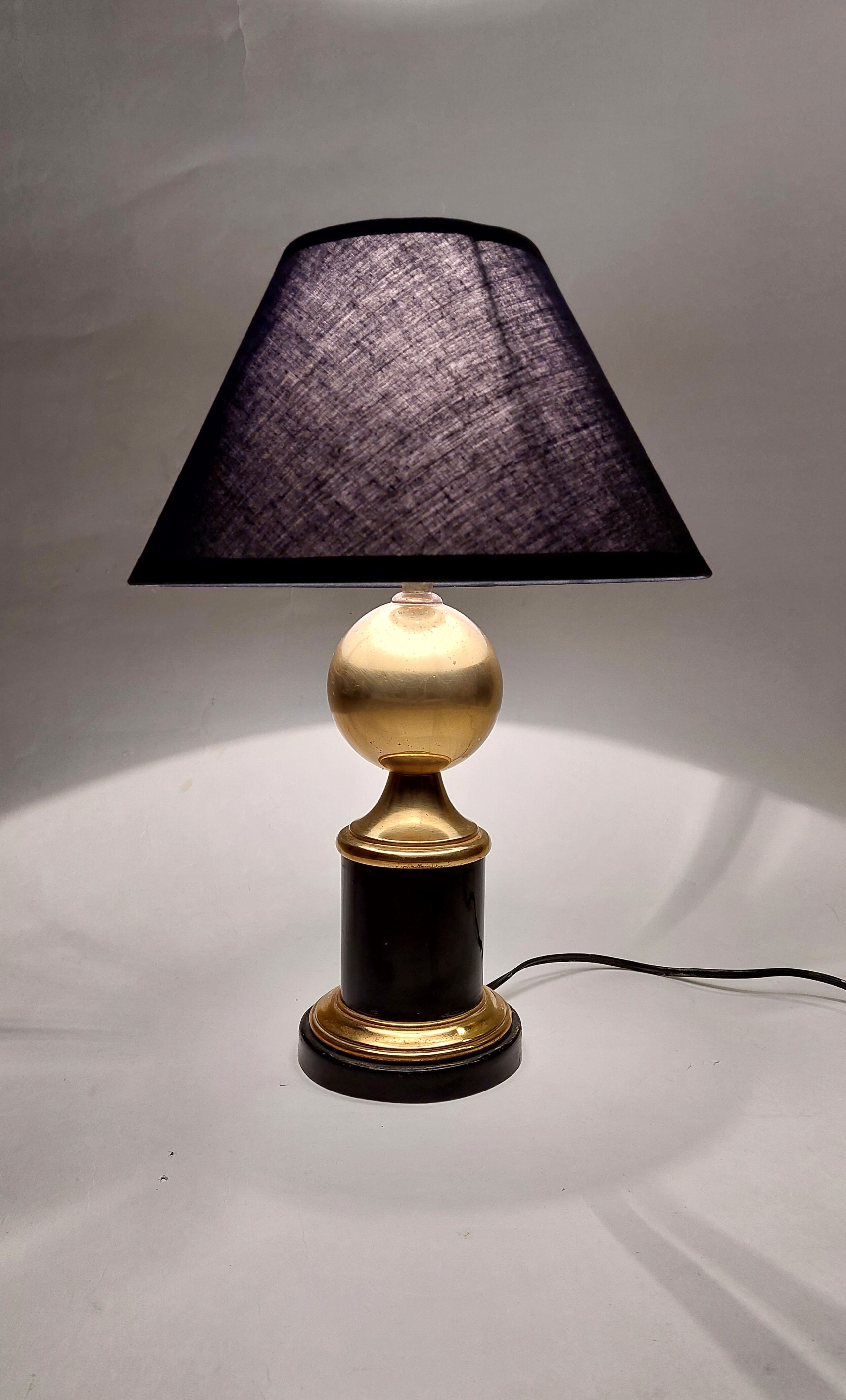 Barber lamp black metal and gilded brass 1960.