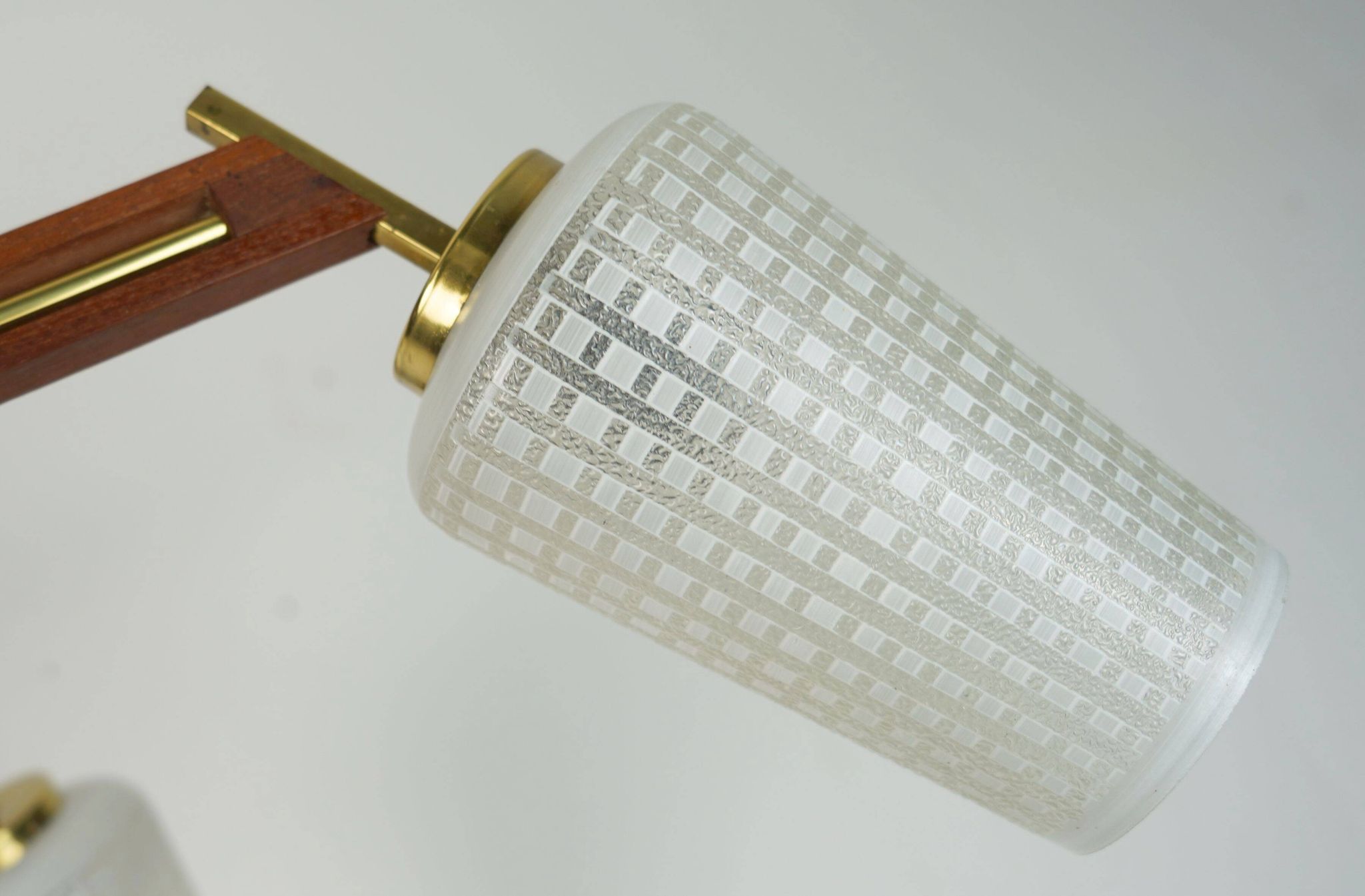 1960s mid century sputnik 8-light CHANDELIER teak brass glass ceiling light